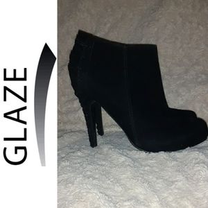 Glaze Black Zip Up Heels